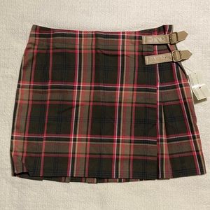 Vintage Y2K NWT Tommy Hilfiger Plaid Pleated Wrap Skirt with Buckles Size 10P